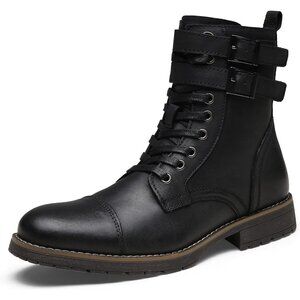 ⚡Men's Vintage Motorcycle Lace Up Casual Leather Boot Zipper Fashion Chukka Boot